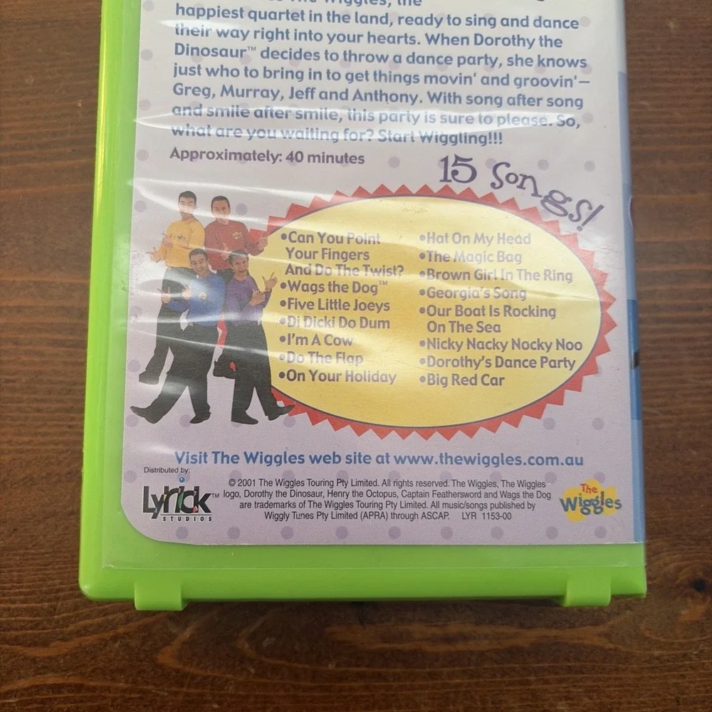 The Wiggles Dance Party (VHS, 2001) 15 Jammin Tunes! (Green shell case) Untested